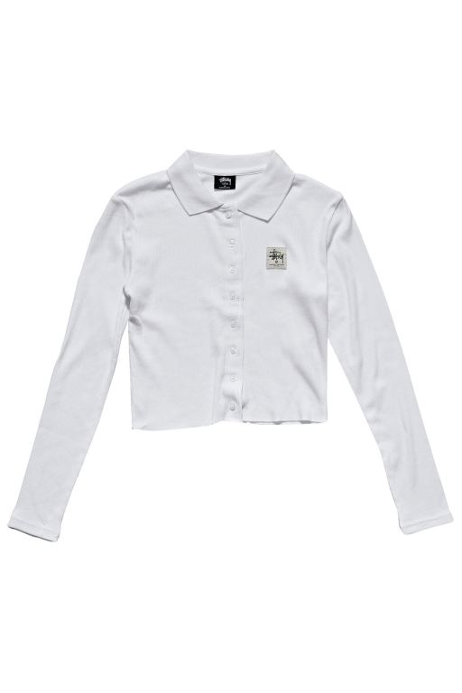 Stussy Womens Markham Rib LS Shirt Long Sleeve T Shirt White - KPRWH8791